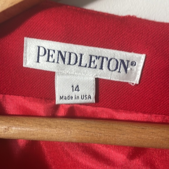NWT Pendleton 100% virgin wool sheath dress and blazer set in size 14. RED - Picture 8 of 15